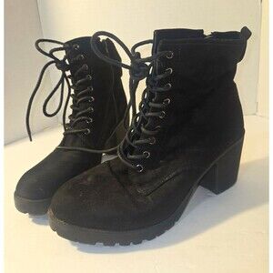 Zigi Kourtlan Black Lace-Up Ankle Bootie Zipper Round Toe US 9.5 Cushioned